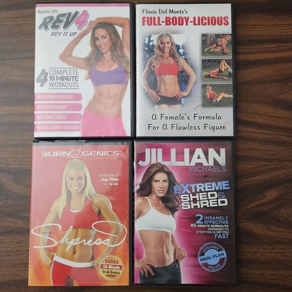 Exercise DVD Lot Jillian Michaels Extreme Shed & Shred Rev4 Natalie Jill Workout - Picture 1 of 10